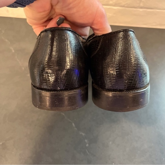 Stacy Adams sz 11 black snakeskin leather tassel loafers - Picture 12 of 16